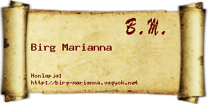 Birg Marianna névjegykártya